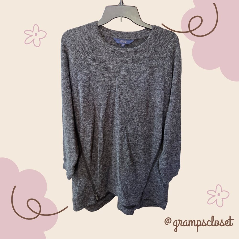 Rachel Roy 0X Grey Sweater with Side Zips